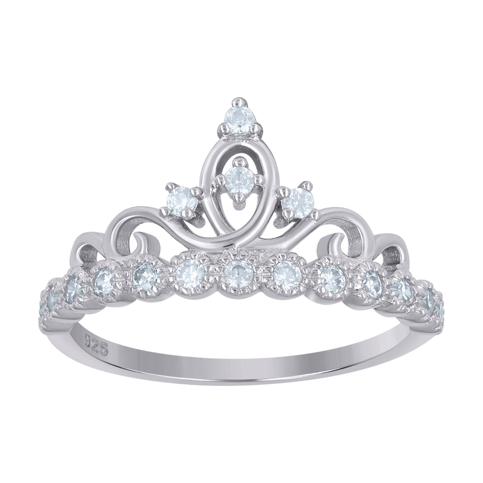 925 Sterling Silver Womens Cubic-Zirconia Crown Fashion Ring Size 6