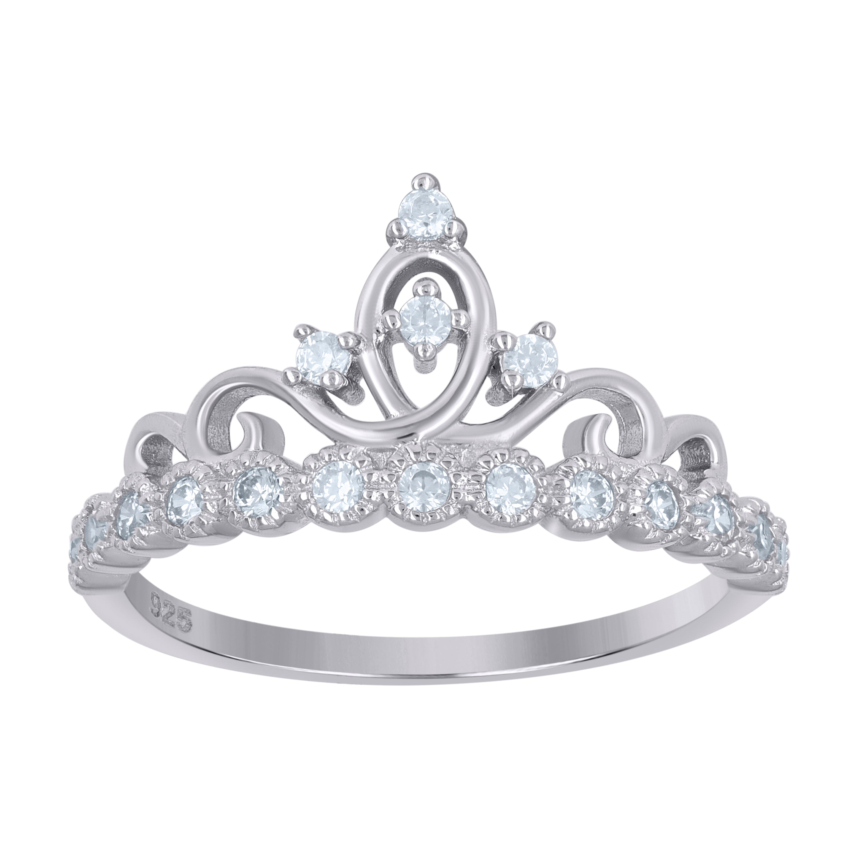 925 Sterling Silver Womens Cubic-Zirconia Crown Fashion Ring Size 7 - SLV-111191