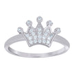 925 Sterling Silver Womens Cubic-Zirconia Crown Fashion Ring Size 8 - SLV-111197