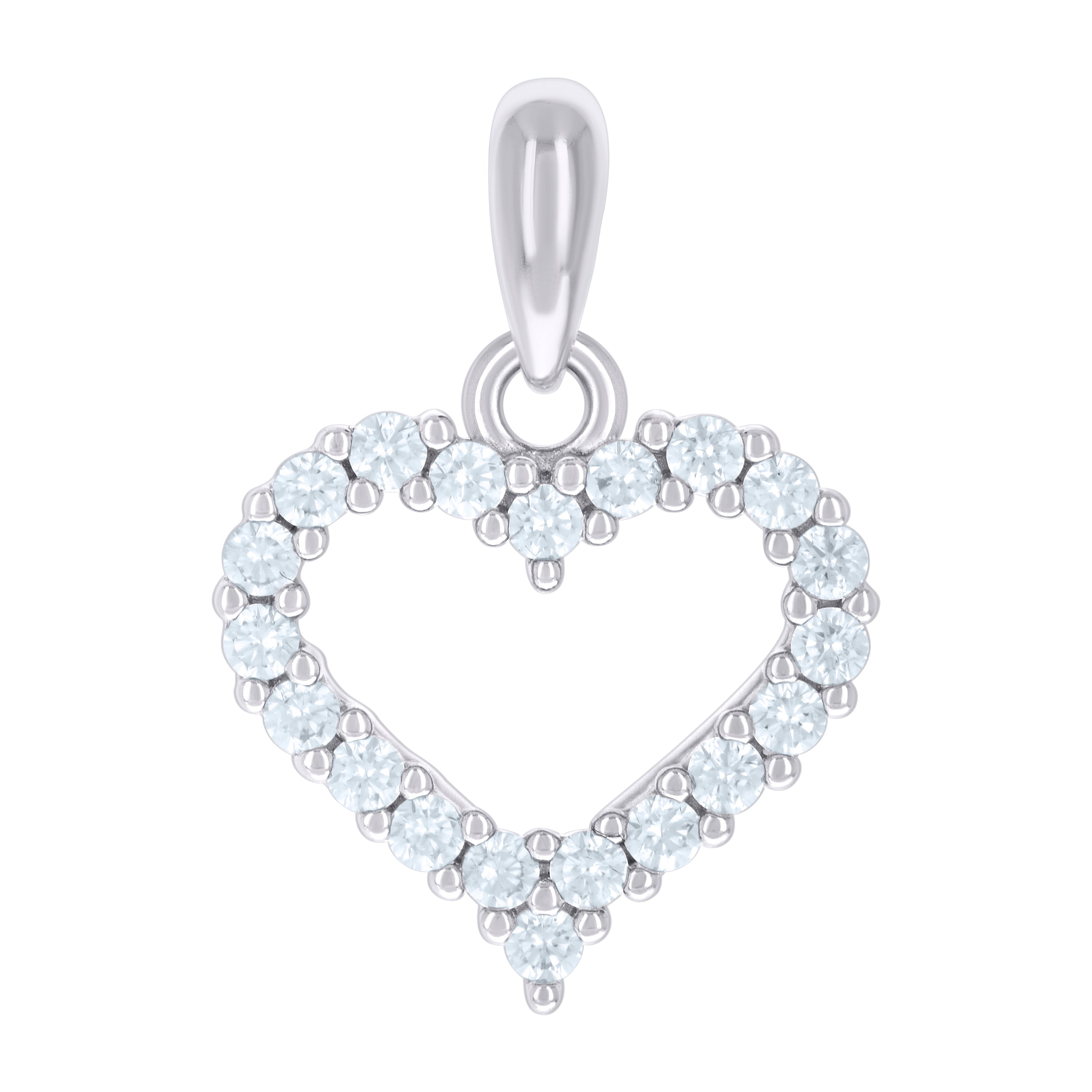 925 Sterling Silver Womens Cubic-Zirconia Heart Love Charm Pendant