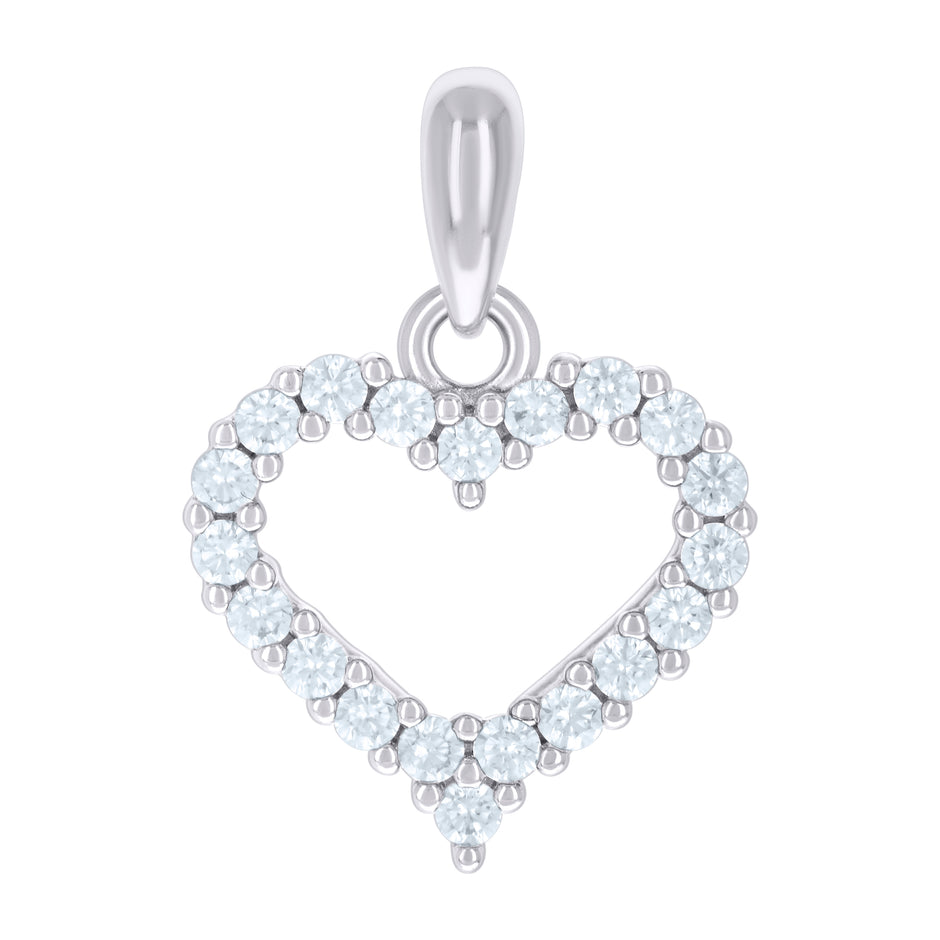 925 Sterling Silver Womens Cubic-Zirconia Heart Love Charm Pendant