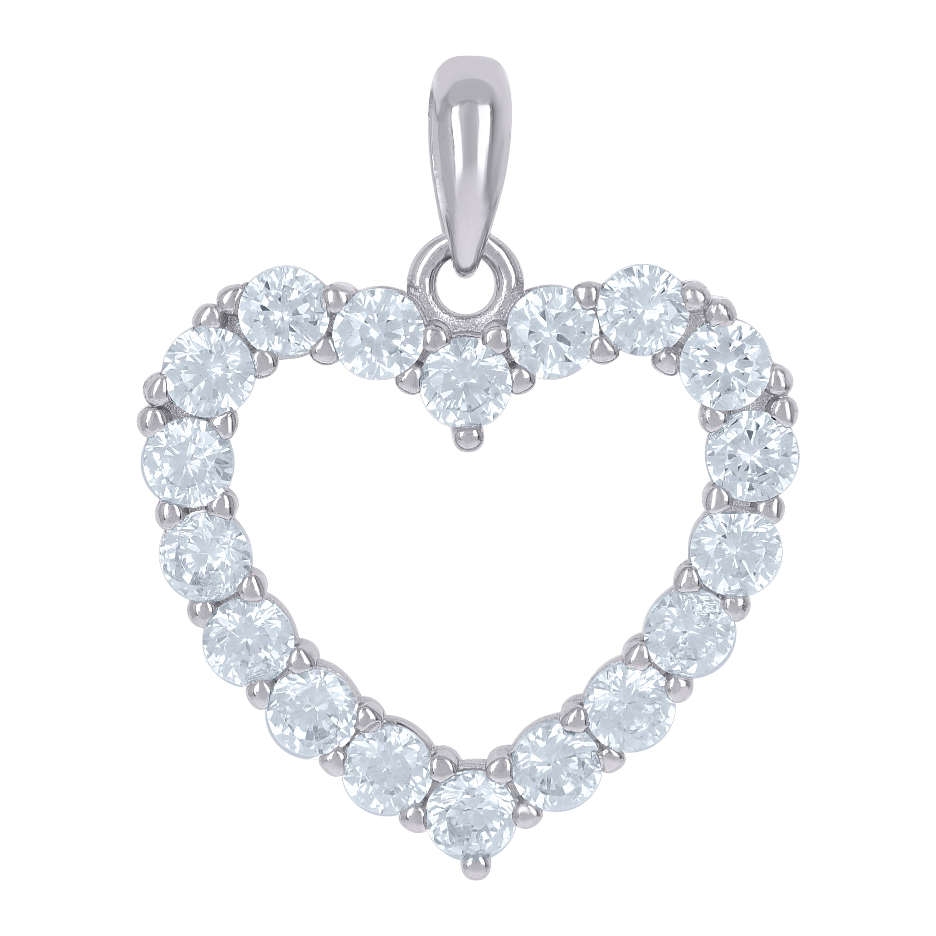 925 Sterling Silver Womens Cubic-Zirconia Heart Love Charm Pendant