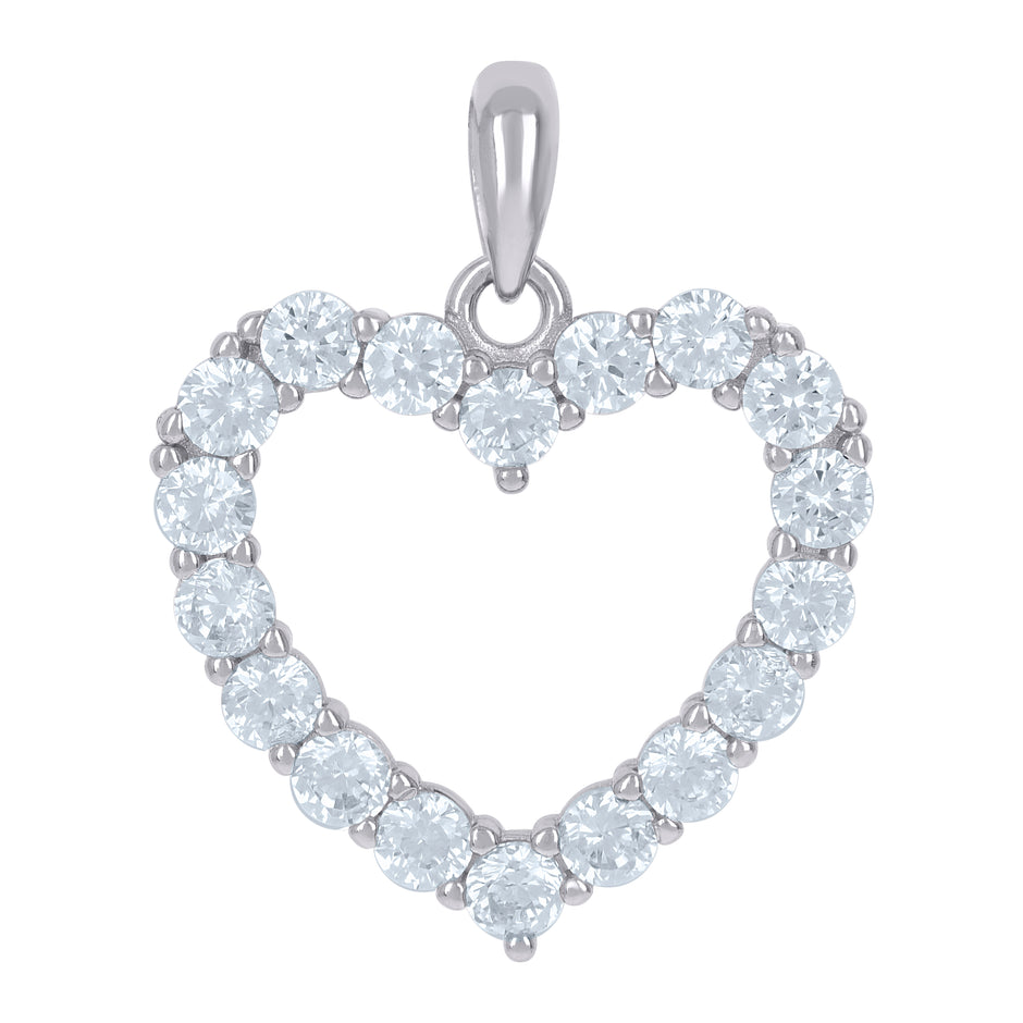 925 Sterling Silver Womens Cubic-Zirconia Heart Love Charm Pendant