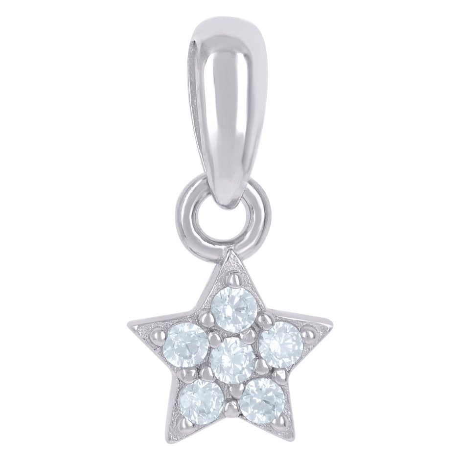 925 Sterling Silver Womens Cubic-Zirconia Star Celestial Charm Pendant