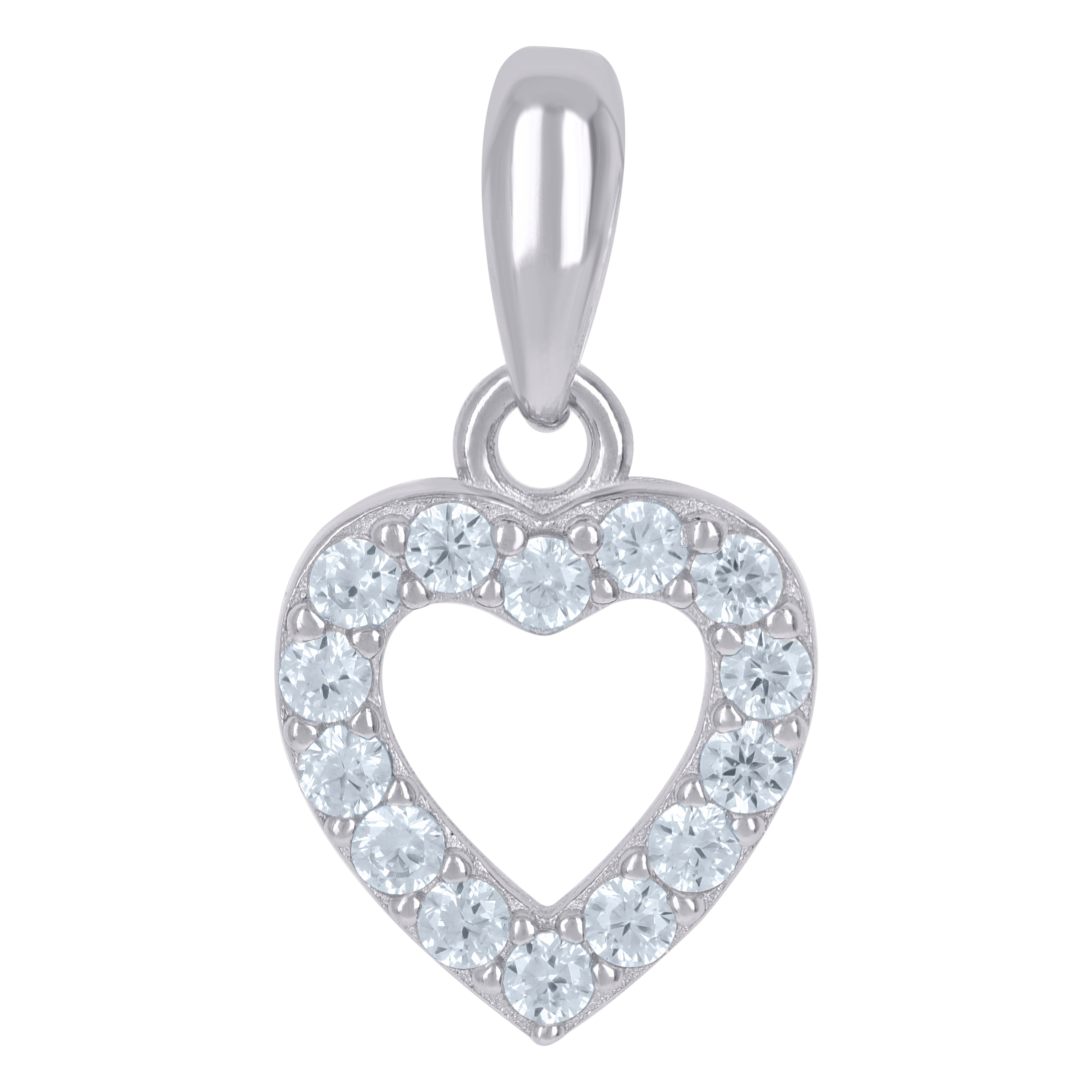 925 Sterling Silver Womens Cubic-Zirconia Heart Charm Pendant