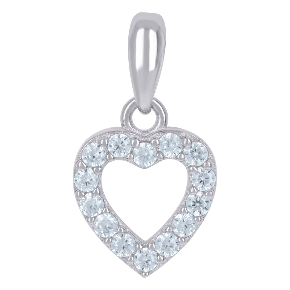 925 Sterling Silver Womens Cubic-Zirconia Heart Charm Pendant