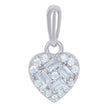 925 Sterling Silver Womens Baguette Cubic-Zirconia Heart Charm Pendant