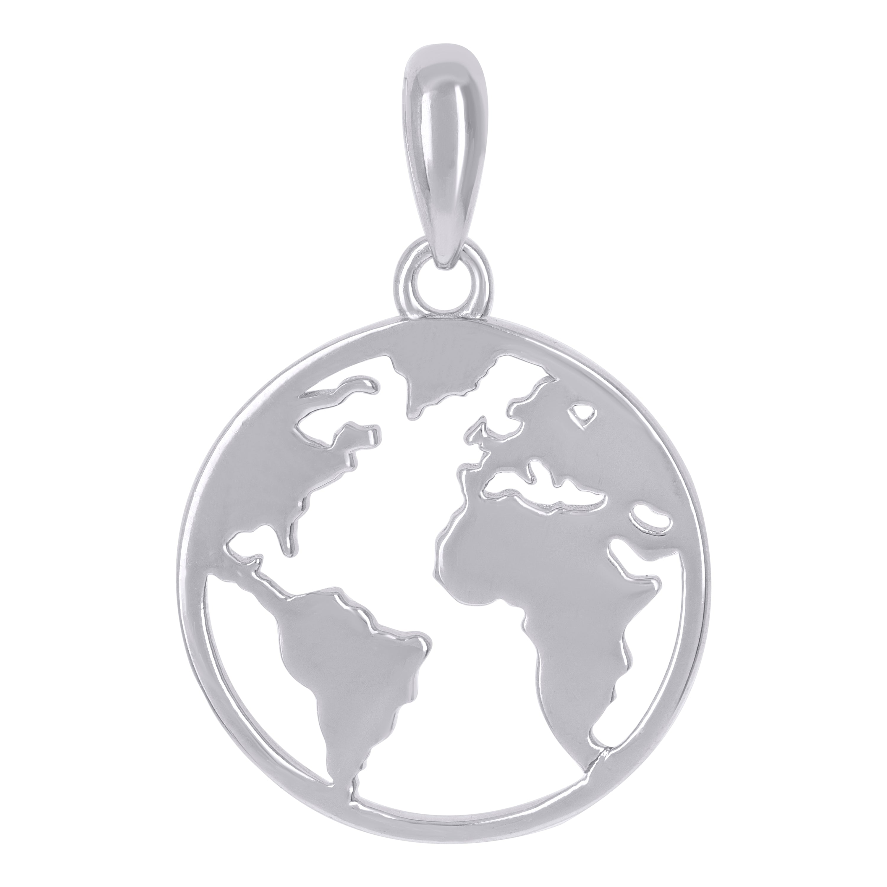 925 Sterling Silver Mens World Map Globe Charm Pendant