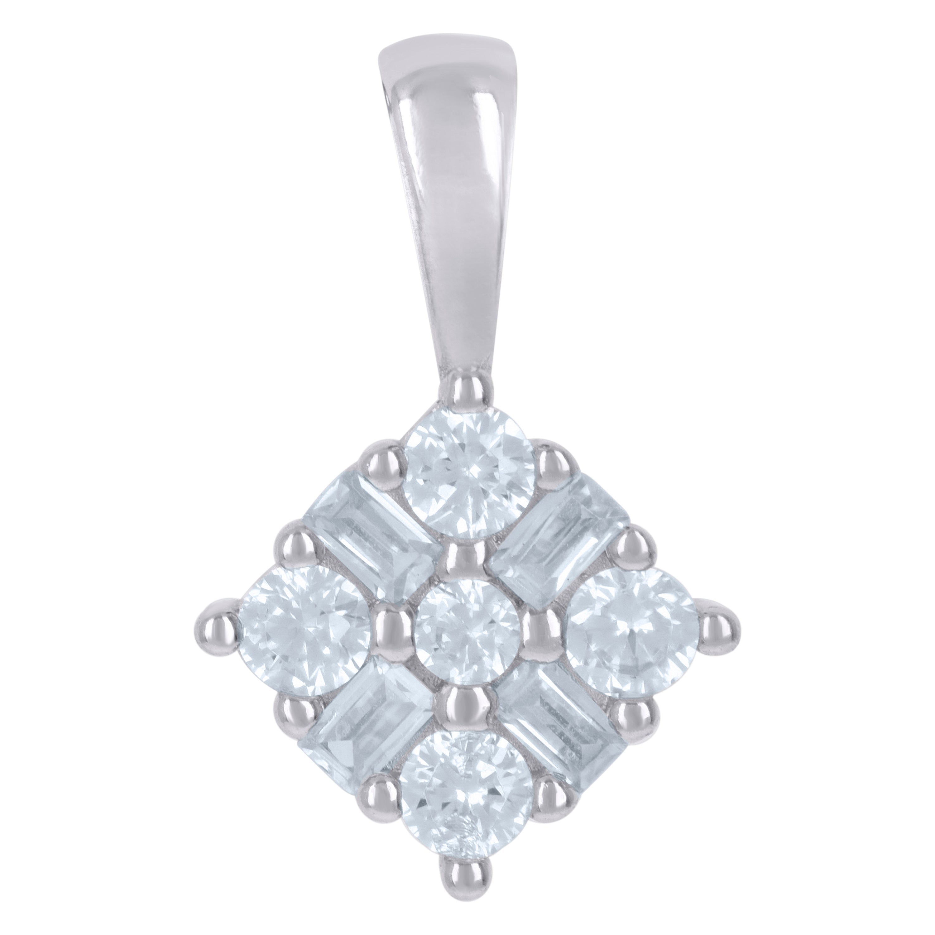 925 Sterling Silver Womens Baguette Cubic-Zirconia Fashion Charm Pendant