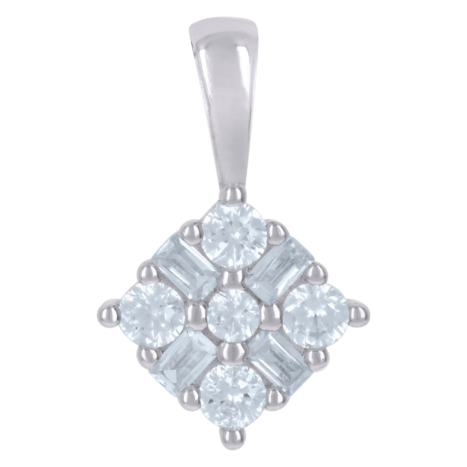 925 Sterling Silver Womens Baguette Cubic-Zirconia Fashion Charm Pendant