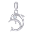 925 Sterling Silver Unisex Cubic-Zirconia Dolphin Fish Ocean Life Charm Pendant