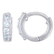 925 Sterling Silver Womens Cubic-Zirconia Single Row Hoop Huggies Earrings