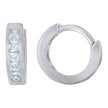 925 Sterling Silver Womens Princess Cut Cubic-Zirconia Single Row Hoop Huggies Earrings