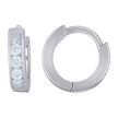 925 Sterling Silver Womens Cubic-Zirconia Single Row Hoop Huggies Earrings