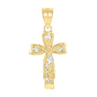 10Kt Two-Tone Gold Unisex Cubic-Zirconia Crucifix Cross Religious Charm Pendant