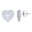 925 Sterling Silver Womens Cubic-Zirconia Heart Stud Earrings