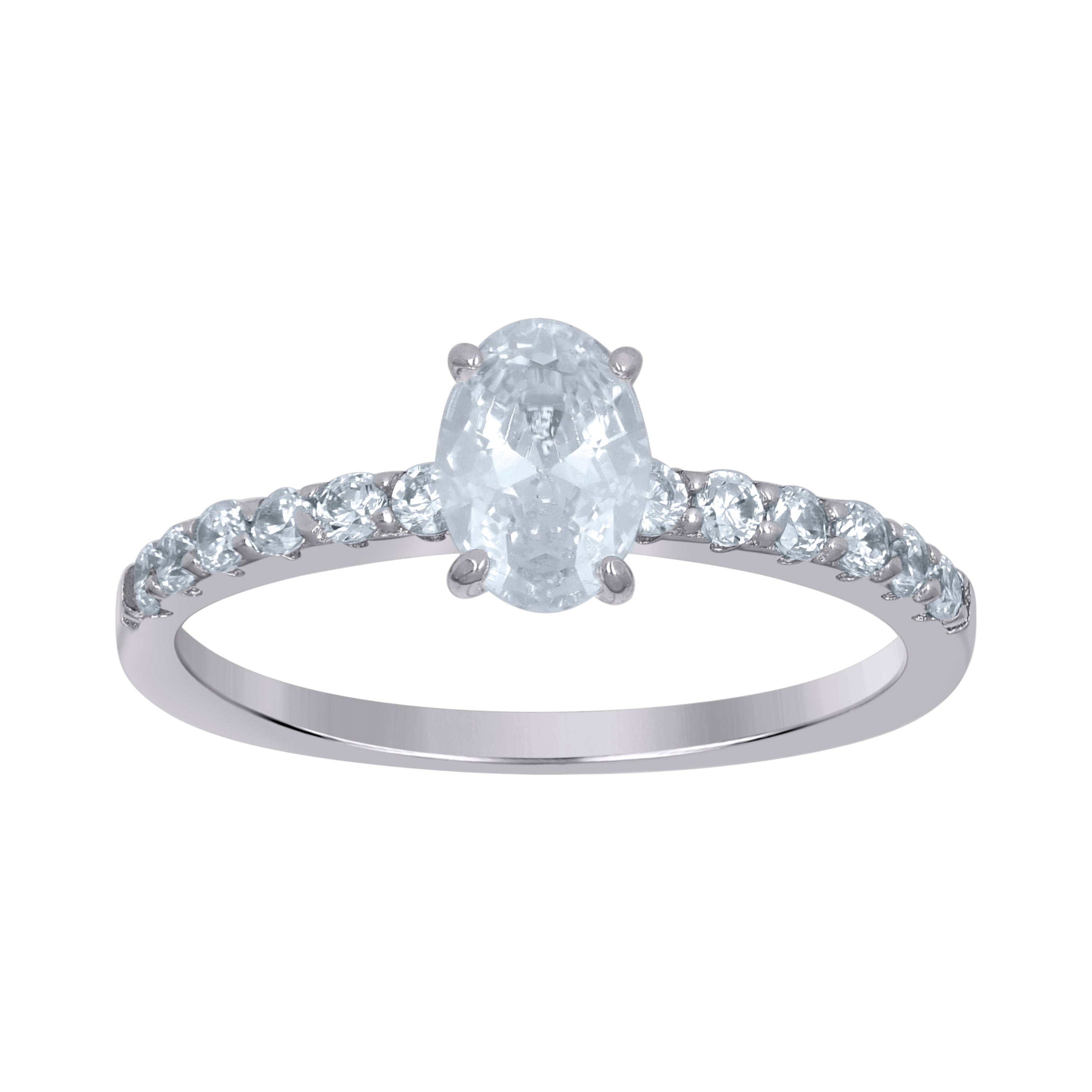925 Sterling Silver Womens Oval Solitaire Cubic-Zirconia Oval Engagement Ring Size 7 - SLV-111330
