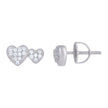 925 Sterling Silver Womens Cubic-Zirconia Heart Stud Earrings
