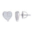 925 Sterling Silver Womens Cubic-Zirconia Heart Stud Earrings