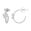 925 Sterling Silver Womens Cubic-Zirconia Heart Hoop Earrings