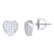 925 Sterling Silver Womens Cubic-Zirconia Heart Stud Earrings