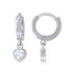 925 Sterling Silver Womens Heart Round Cubic-Zirconia Heart Endless Dangle Hoop Earrings