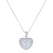 925 Sterling Silver Womens Cubic-Zirconia Heart Charm Necklace
