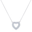 925 Sterling Silver Womens Cubic-Zirconia Heart Charm Necklace