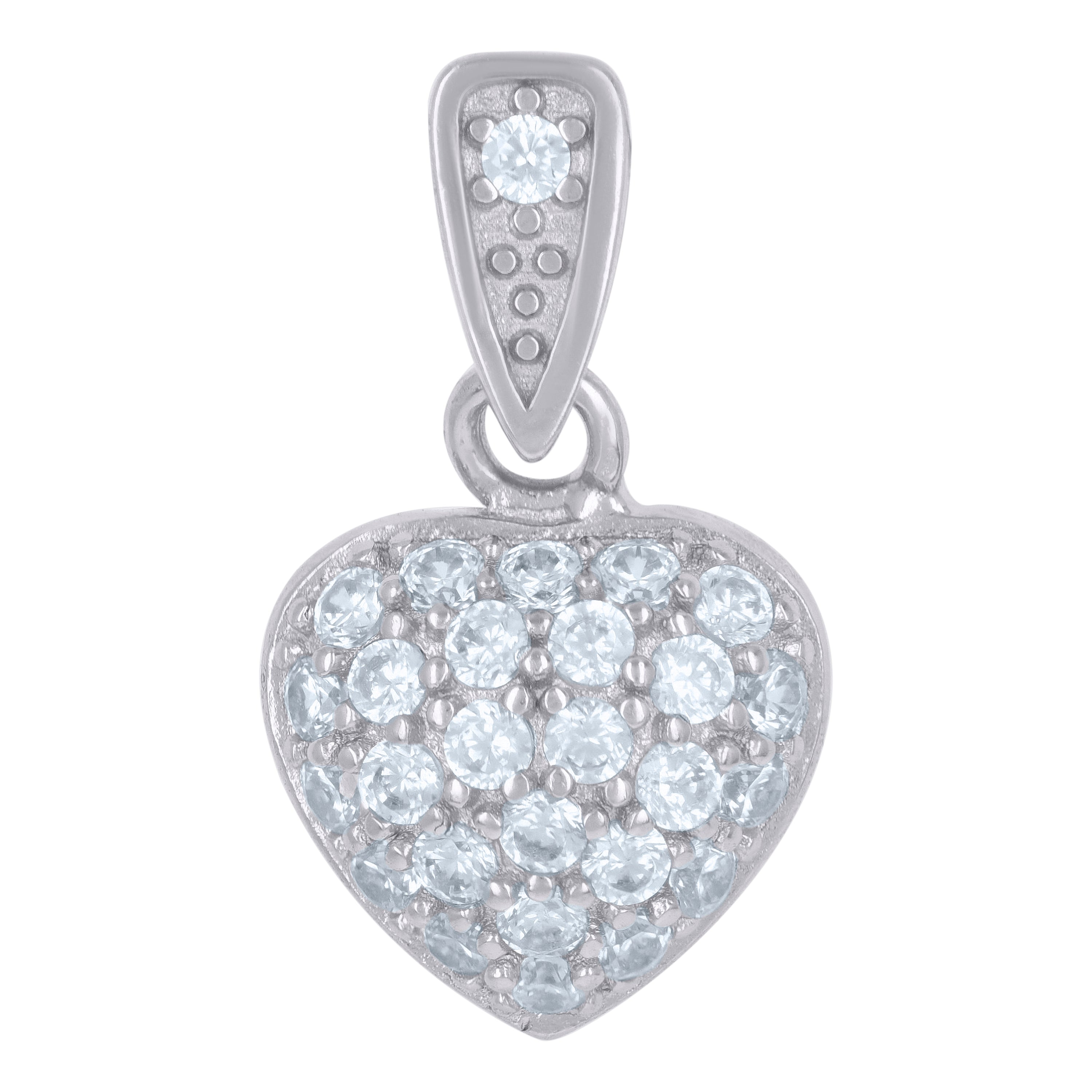 925 Sterling Silver Womens Cubic-Zirconia Heart Charm Pendant