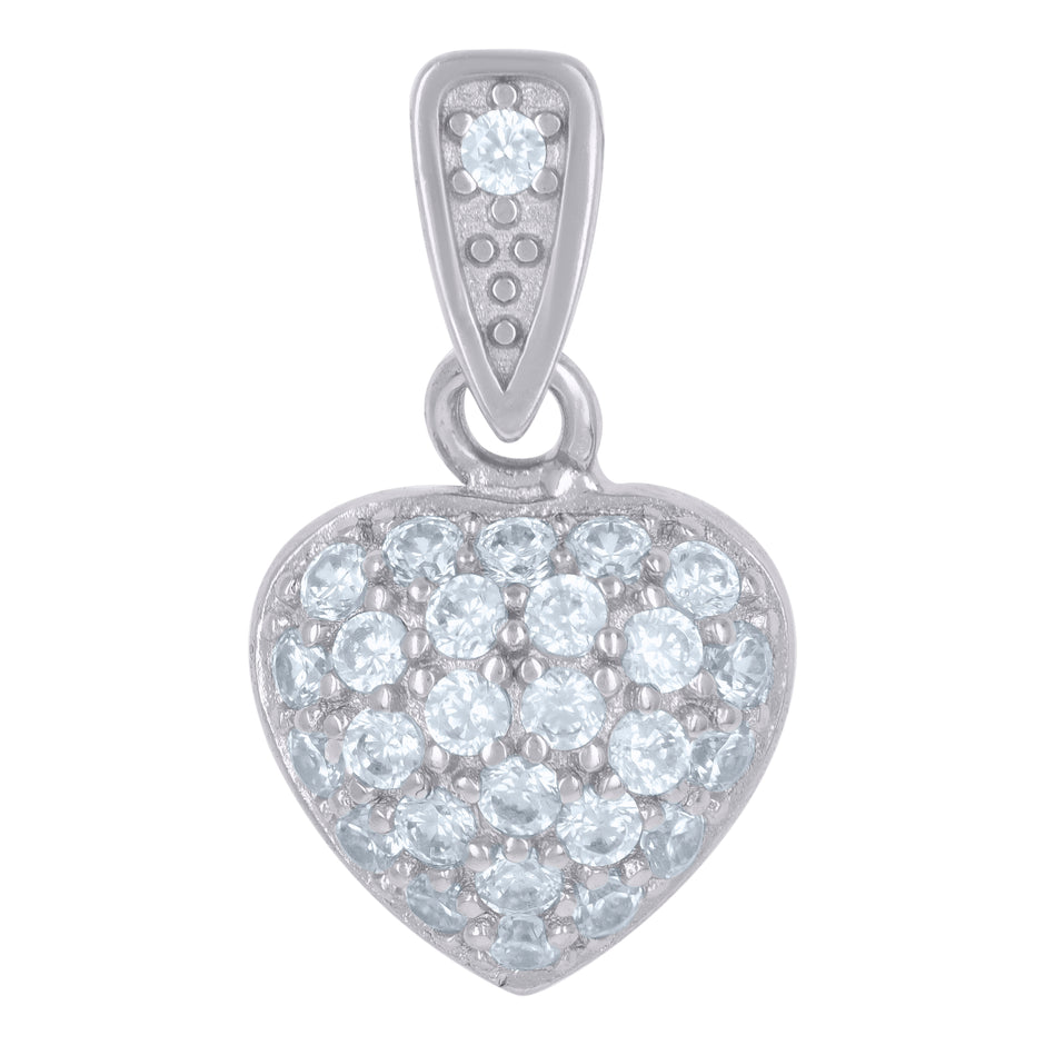 925 Sterling Silver Womens Cubic-Zirconia Heart Charm Pendant