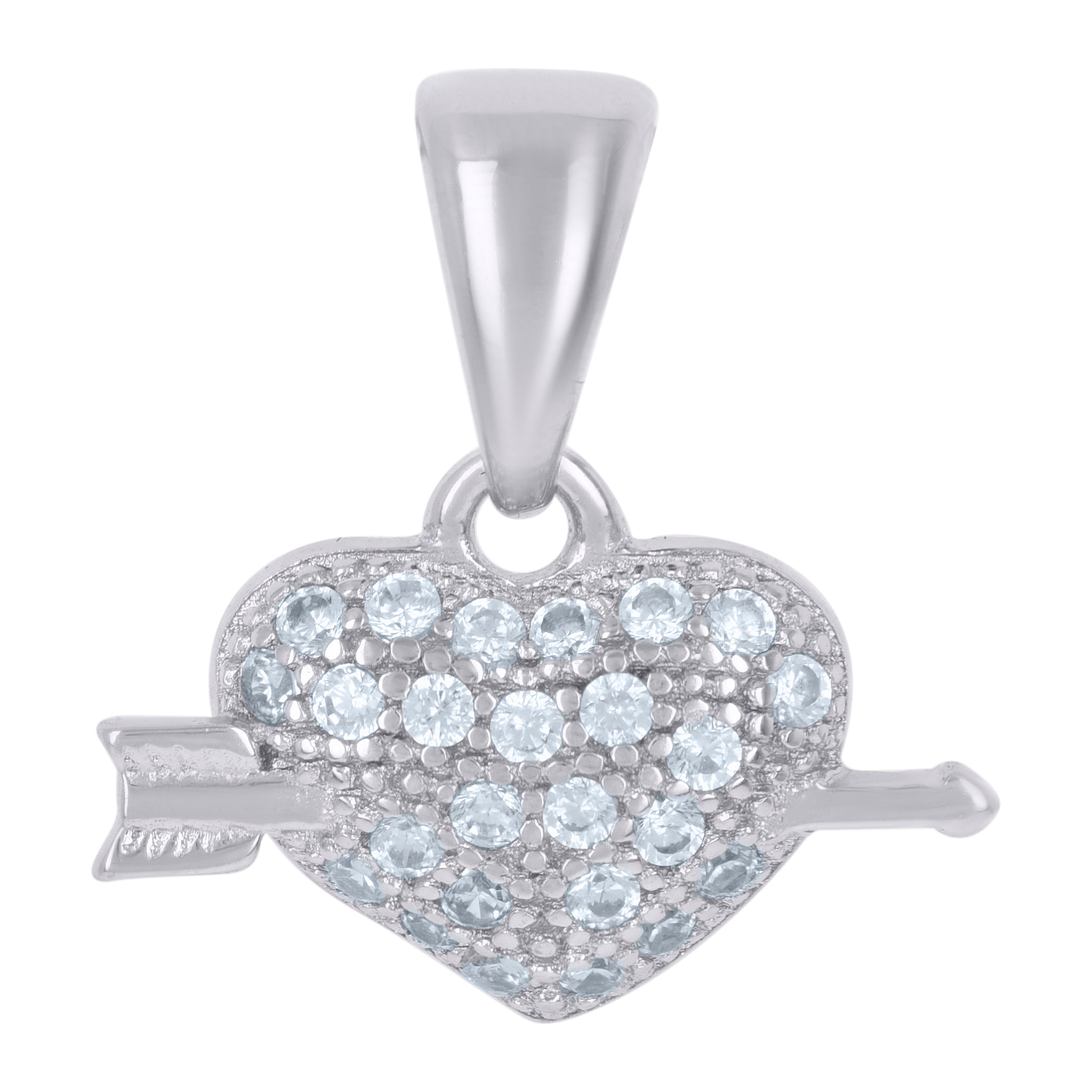 925 Sterling Silver Womens Cubic-Zirconia Heart Charm Pendant