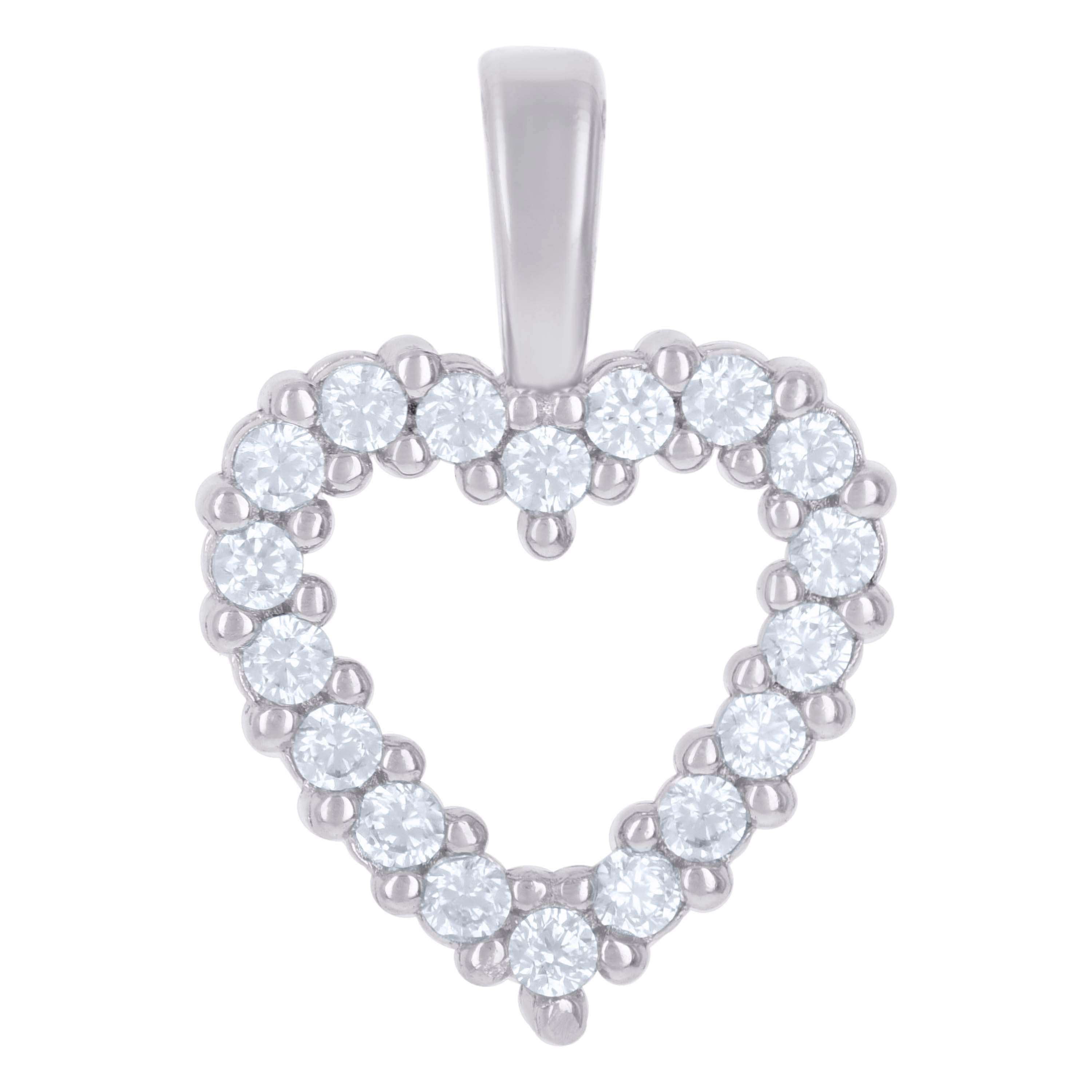 925 Sterling Silver Womens Cubic-Zirconia Heart Charm Pendant