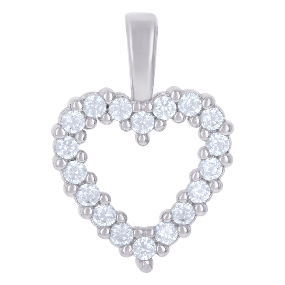 925 Sterling Silver Womens Cubic-Zirconia Heart Charm Pendant