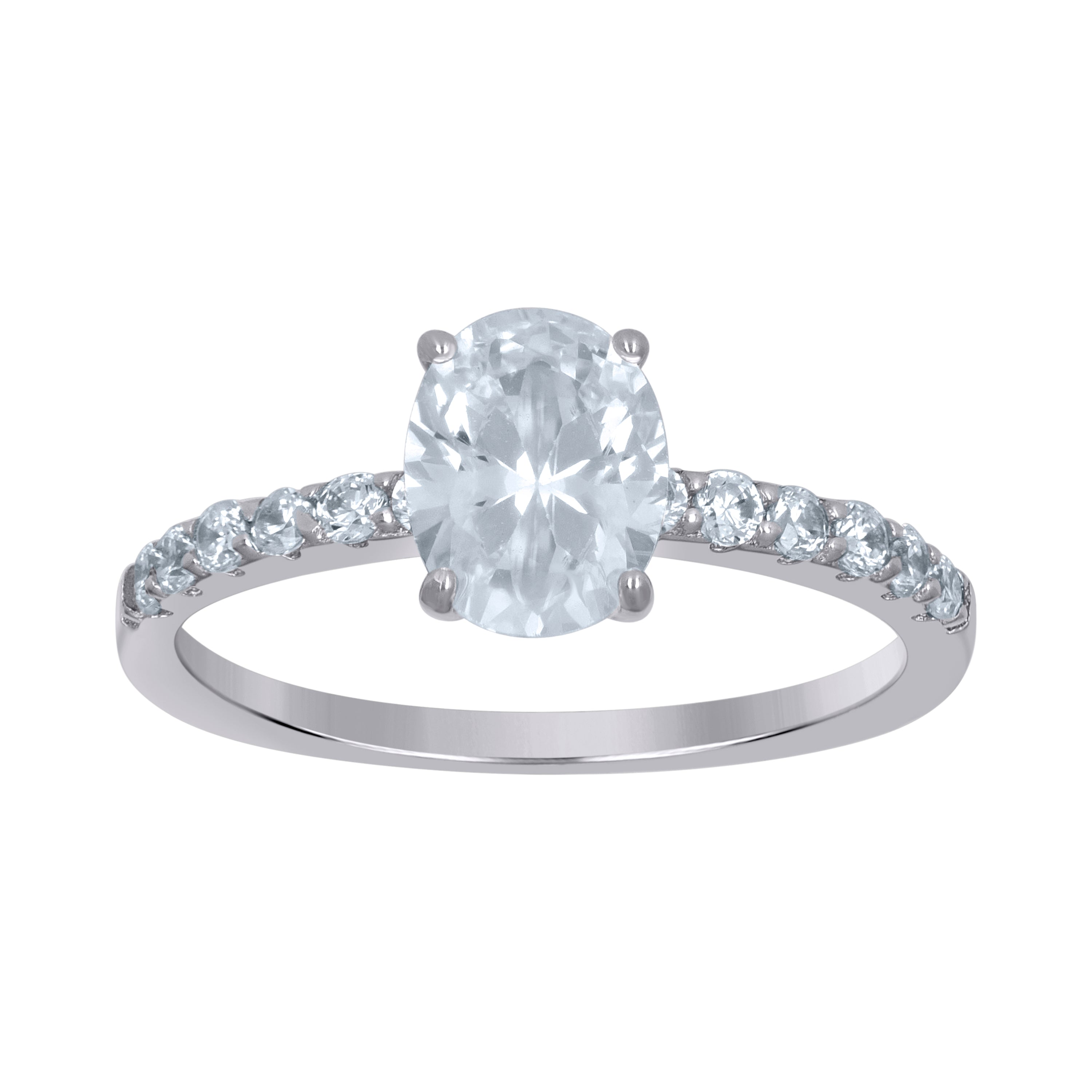 925 Sterling Silver Womens Oval Solitaire Cubic-Zirconia Oval Engagement Ring Size 9 - SLV-111372