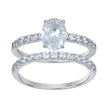 925 Sterling Silver Womens Oval Cubic-Zirconia Duo Ring Set Size 7 - SLV-111375