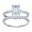 925 Sterling Silver Womens Emerald Cubic-Zirconia Duo Ring Set Size 7 - SLV-111399