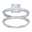 925 Sterling Silver Womens Cushion Cubic-Zirconia Duo Ring Set Size 10 - SLV-111414