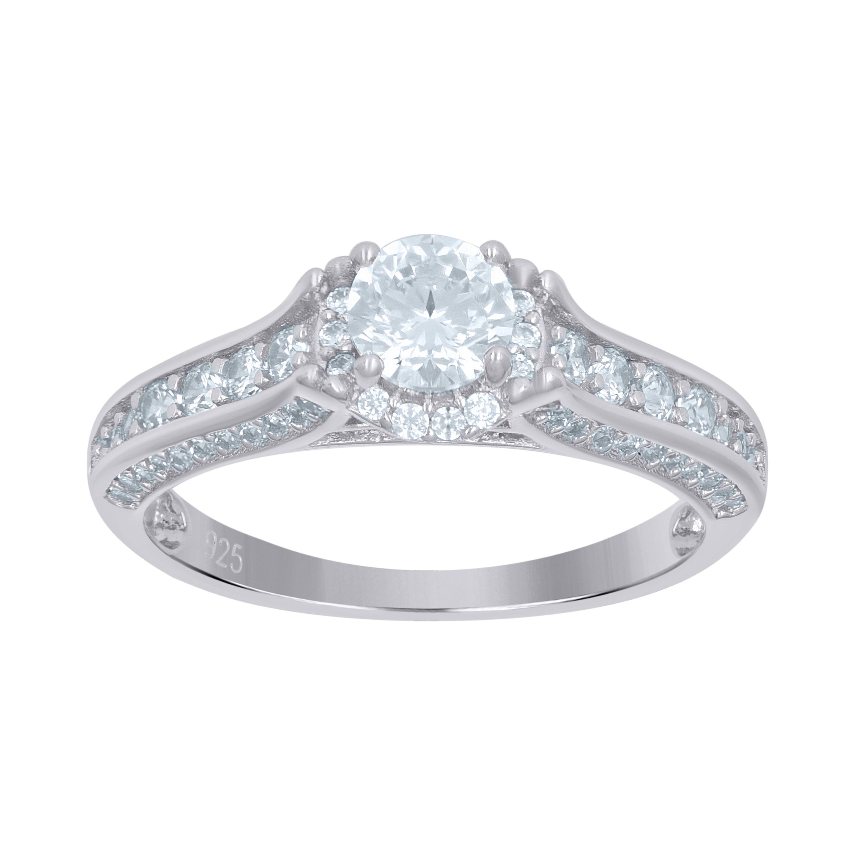 925 Sterling Silver Womens Solitaire Cubic-Zirconia Engagement Ring Size 9 - SLV-111438
