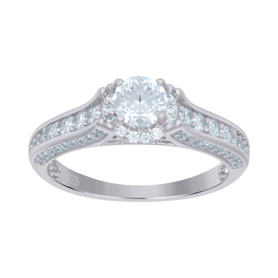 925 Sterling Silver Womens Solitaire Cubic-Zirconia Engagement Ring Size 9 - SLV-111438