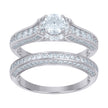 925 Sterling Silver Womens Cubic-Zirconia Duo Ring Set Size 6