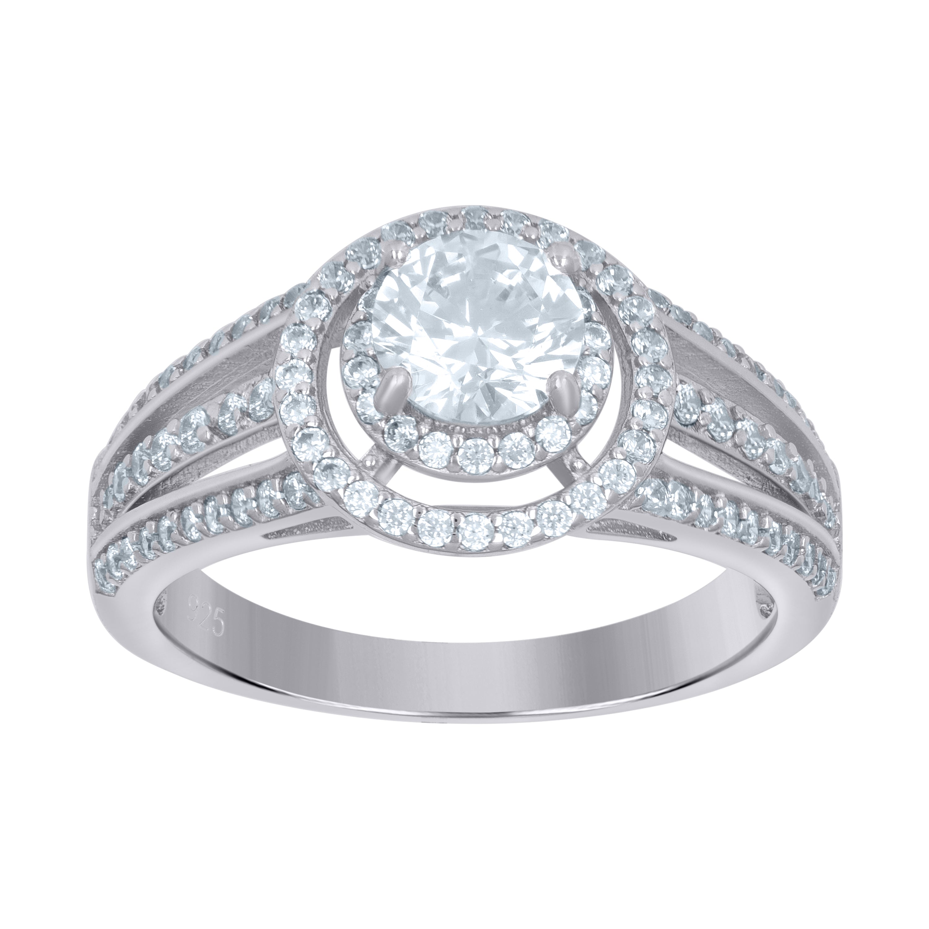 925 Sterling Silver Womens Solitaire Cubic-Zirconia Engagement Ring Size 8 - SLV-111449