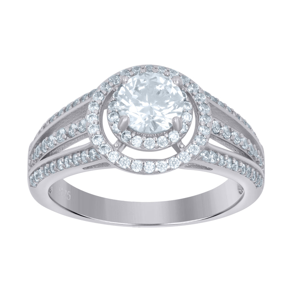 925 Sterling Silver Womens Solitaire Cubic-Zirconia Engagement Ring Size 8 - SLV-111449