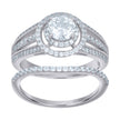 925 Sterling Silver Womens Cubic-Zirconia Duo Ring Set Size 6