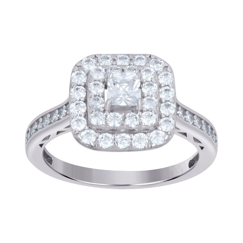 925 Sterling Silver Womens Princess-Cut Solitaire Cubic-Zirconia Square Head Engagement Ring Size 6 - SLV-111459
