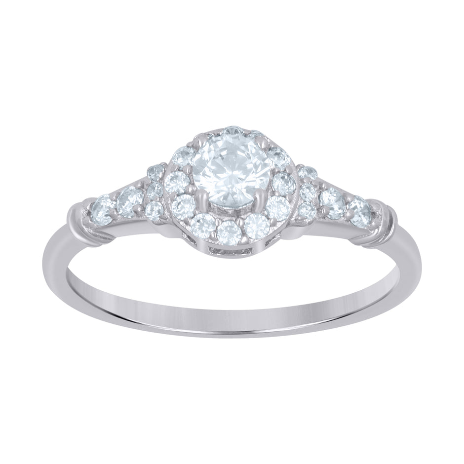 925 Sterling Silver Womens Solitaire Cubic-Zirconia Engagement Ring Size 9 - SLV-111474
