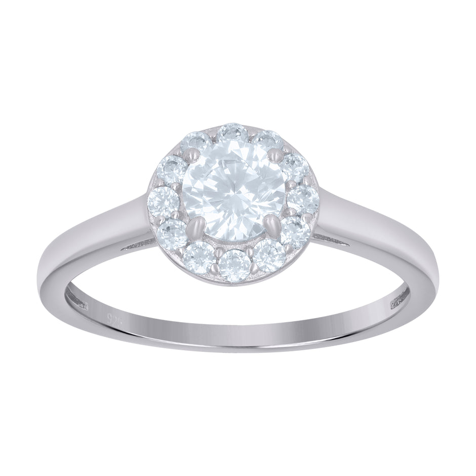 925 Sterling Silver Womens Solitaire Cubic-Zirconia Engagement Ring Size 5