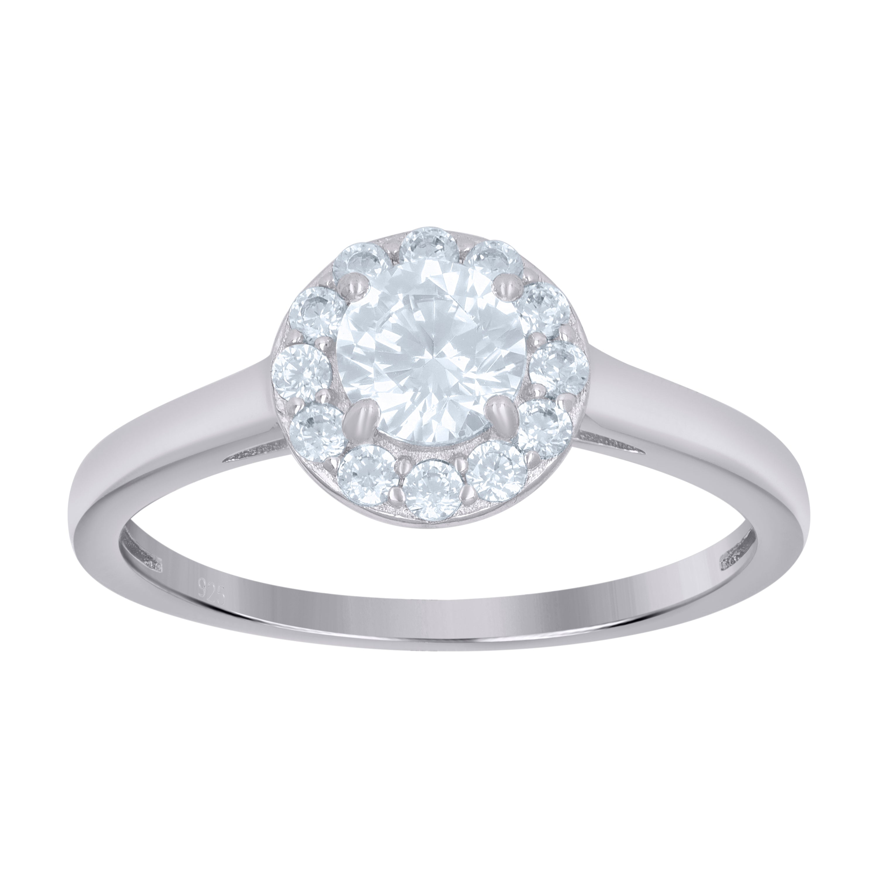 925 Sterling Silver Womens Solitaire Cubic-Zirconia Engagement Ring Size 7 - SLV-111496
