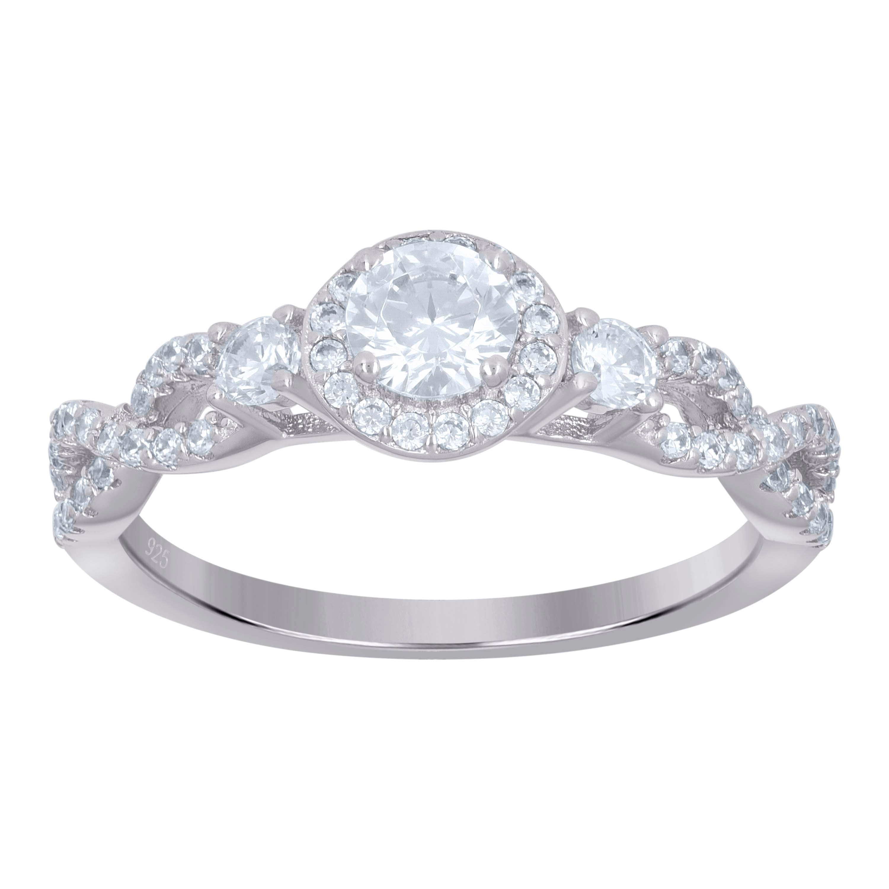 925 Sterling Silver Womens Solitaire Cubic-Zirconia Infinity Engagement Ring Size 5