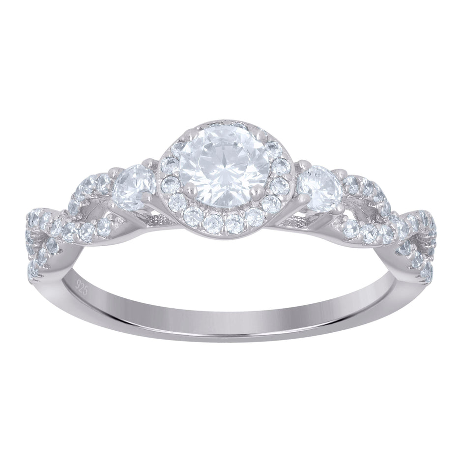 925 Sterling Silver Womens Solitaire Cubic-Zirconia Infinity Engagement Ring Size 8 - SLV-111503