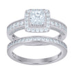 925 Sterling Silver Womens Princess-Cut Cubic-Zirconia Duo Ring Set Size 10 - SLV-111528